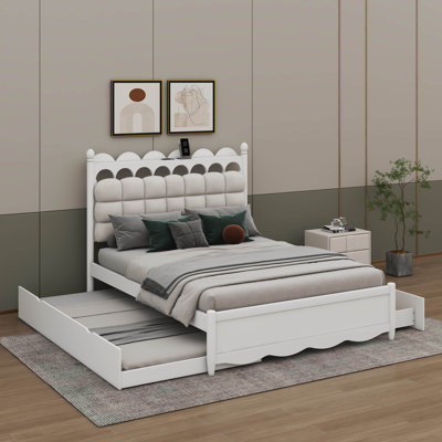 Lit plateforme en bois robuste avec tiroirs coulissants et lit gigogne gigogne simple TG