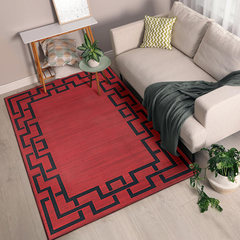 Minimalist Ochre Geometric Printed Rug, Rectangle 120 x 170 cm
