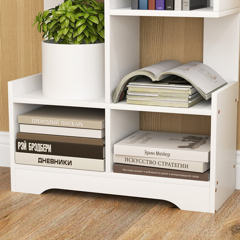 Bibliothèque en forme d'arbre avec 12 espaces de rangement ouverts, support de rangement au sol