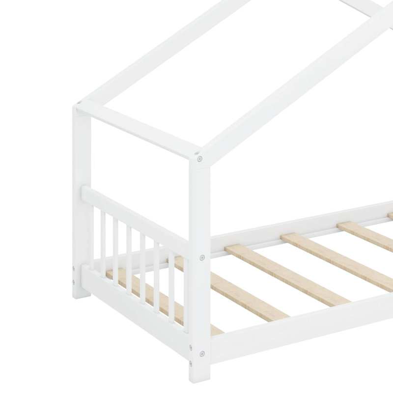 Lit double en bois, Blanc, 53.9'' H X 41.2'' W X 80.7'' L