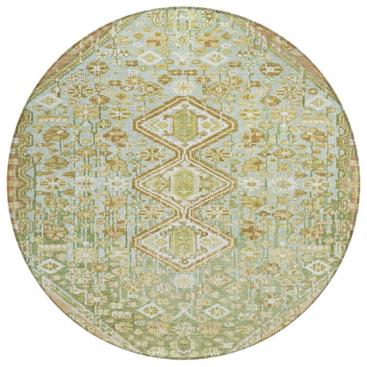 Machine Washable Indoor/Outdoor Xhevrie Sage Rug