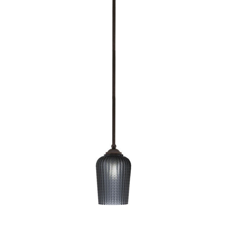 Mini-luminaire suspendu suspendu Zilo, fini granit foncé avec verre de 5 po, Granit foncé
