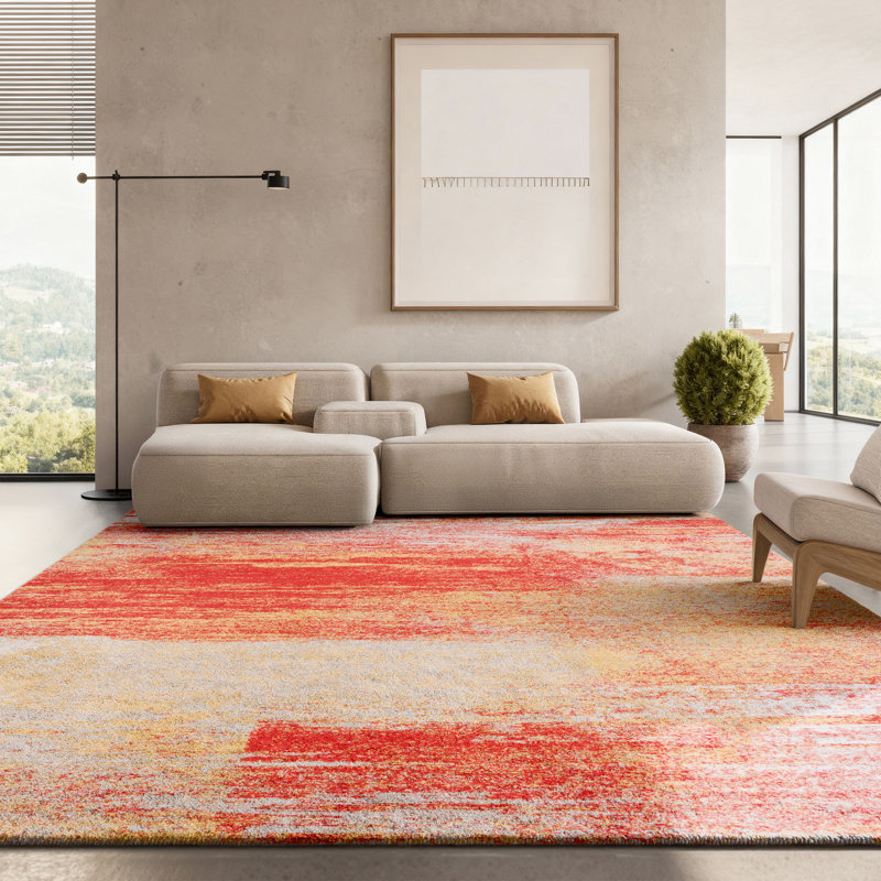 Algonquin Performance Abstract Rug, Rectangle 8' x 10', Rust/Gold