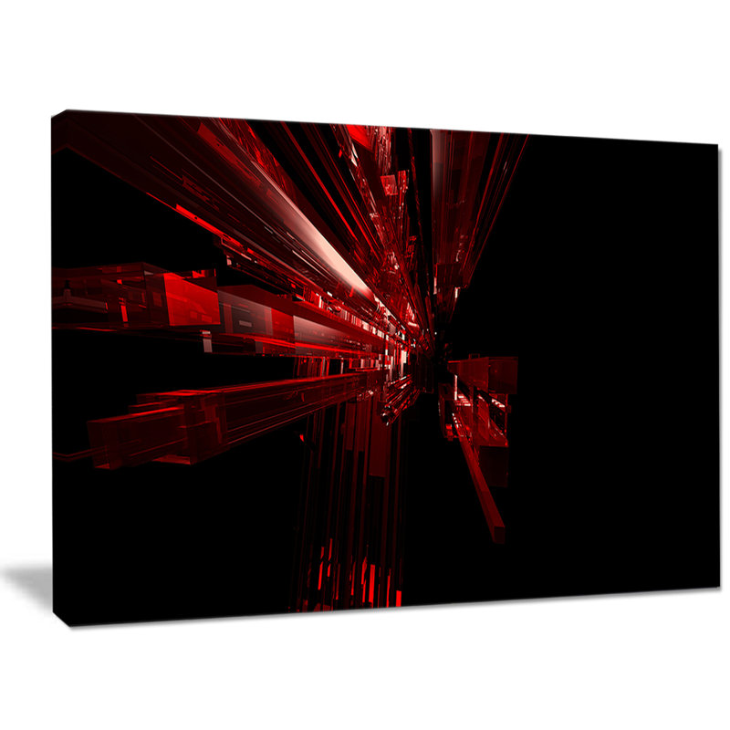 3D Red Crystal Background - Wrapped Canvas Graphic Art, 20" H x 40" W x 1" D