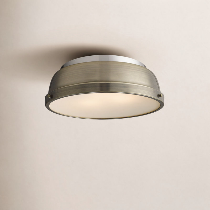 Plafonnier encastré 2 lumières Calico, Laiton vieilli, Chrome