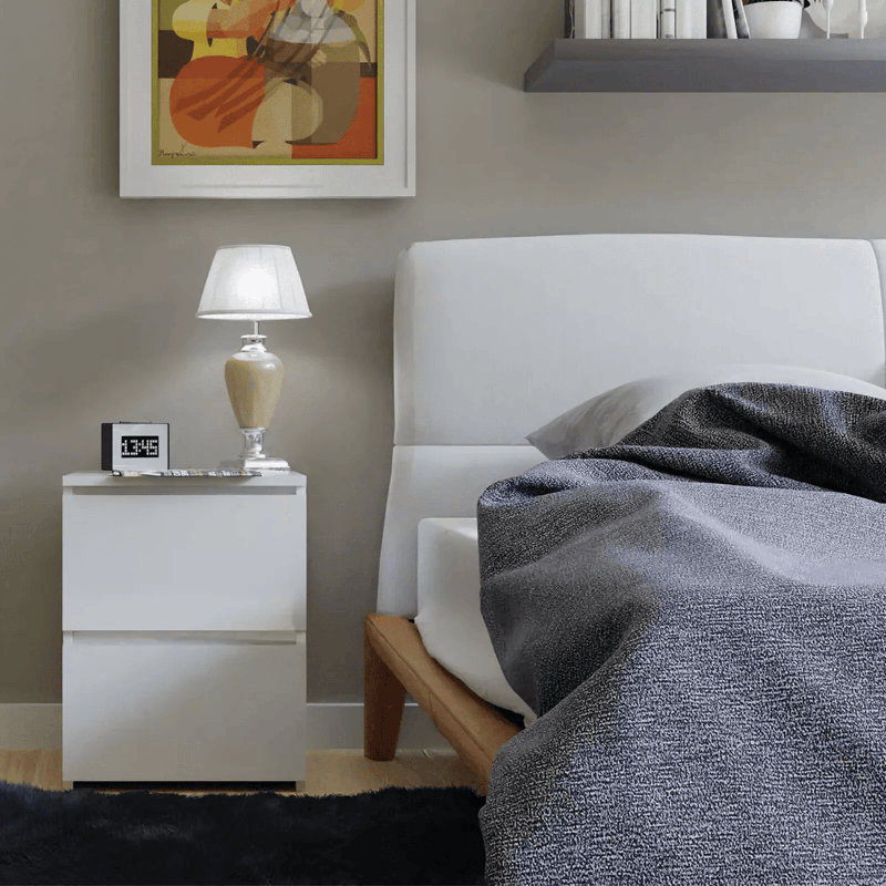 Delancey 40cm W Manufactured Wood Bedside Table, White