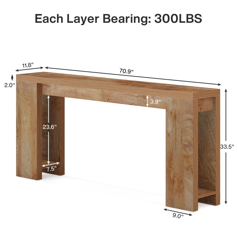 Table d'entrée 70,9 po, Marron clair