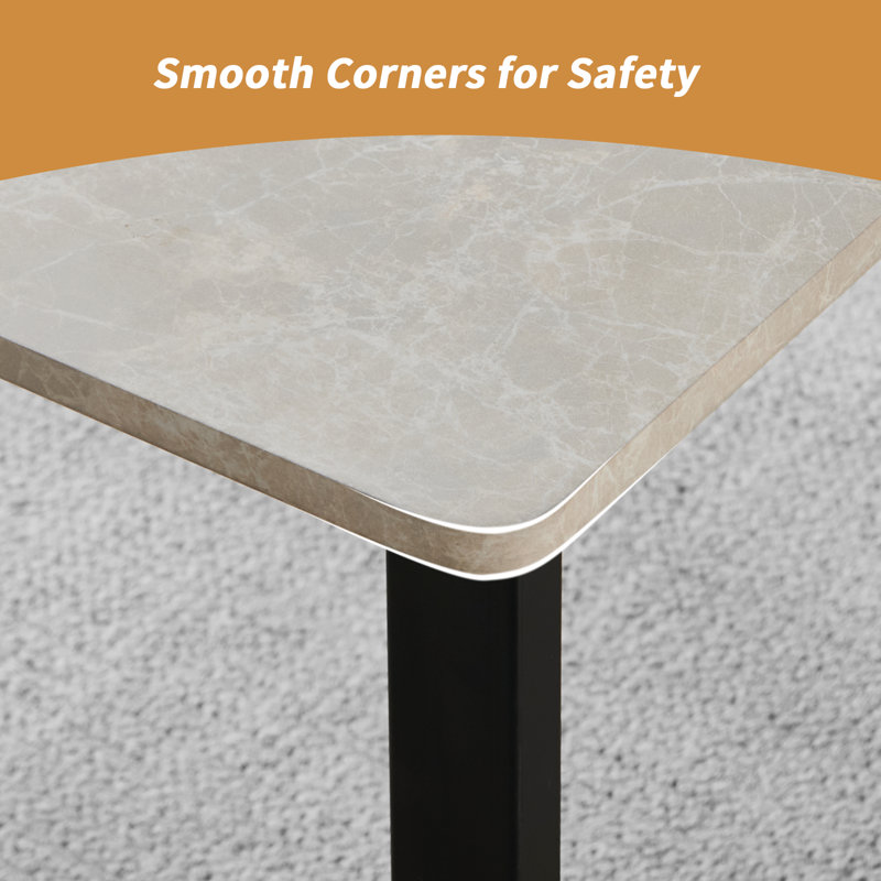 6 Seater 1.5m Scandinavian Minimalism Warm/Cool Grey Marble Effect Dining Table With Metal Base, Warm Grey