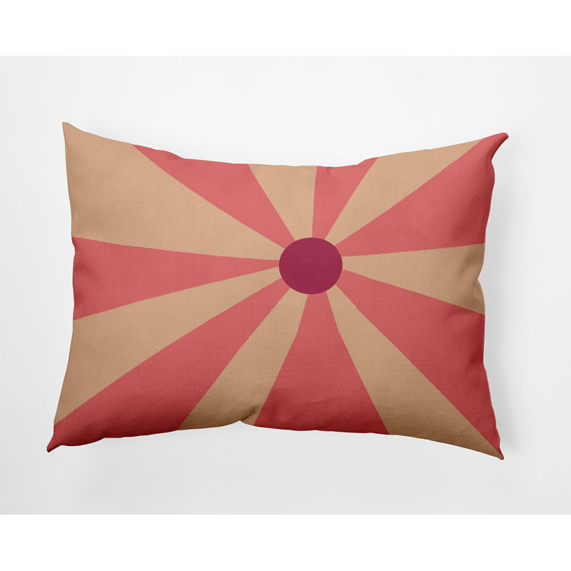 Outdoor Reversible Throw Pillow, Pink Orange/Salmon Geometric