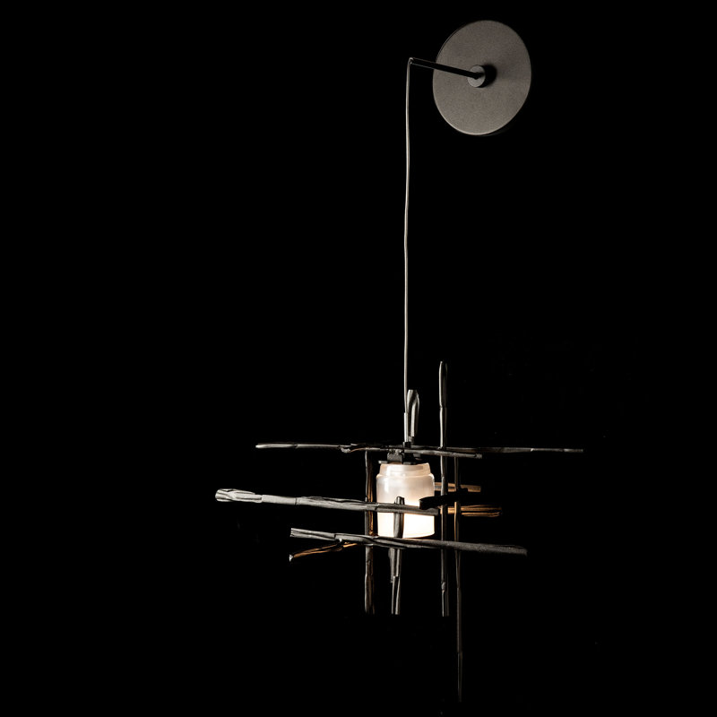 Tura Metal Armed Sconce, Oil Rubbed Bronze, Seeded Clear