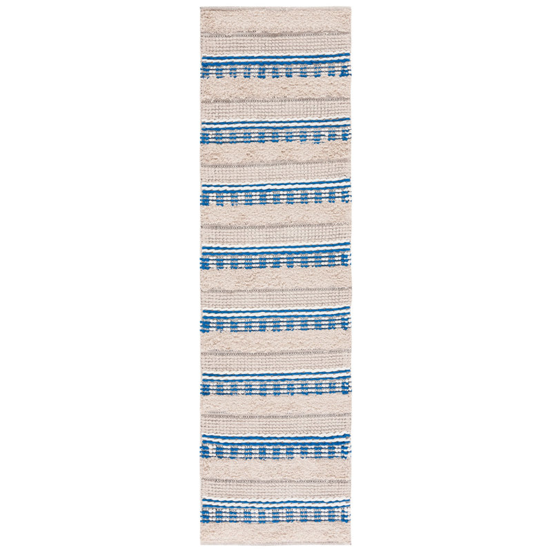Endri Hand Woven Cotton Striped Rug, Runner 2'3" x 8'
