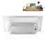 Baignoire encastrée Streamline NS7420CH 71 po en résine de pierre blanche mate avec receveur et bonde intégrée en chrome poli