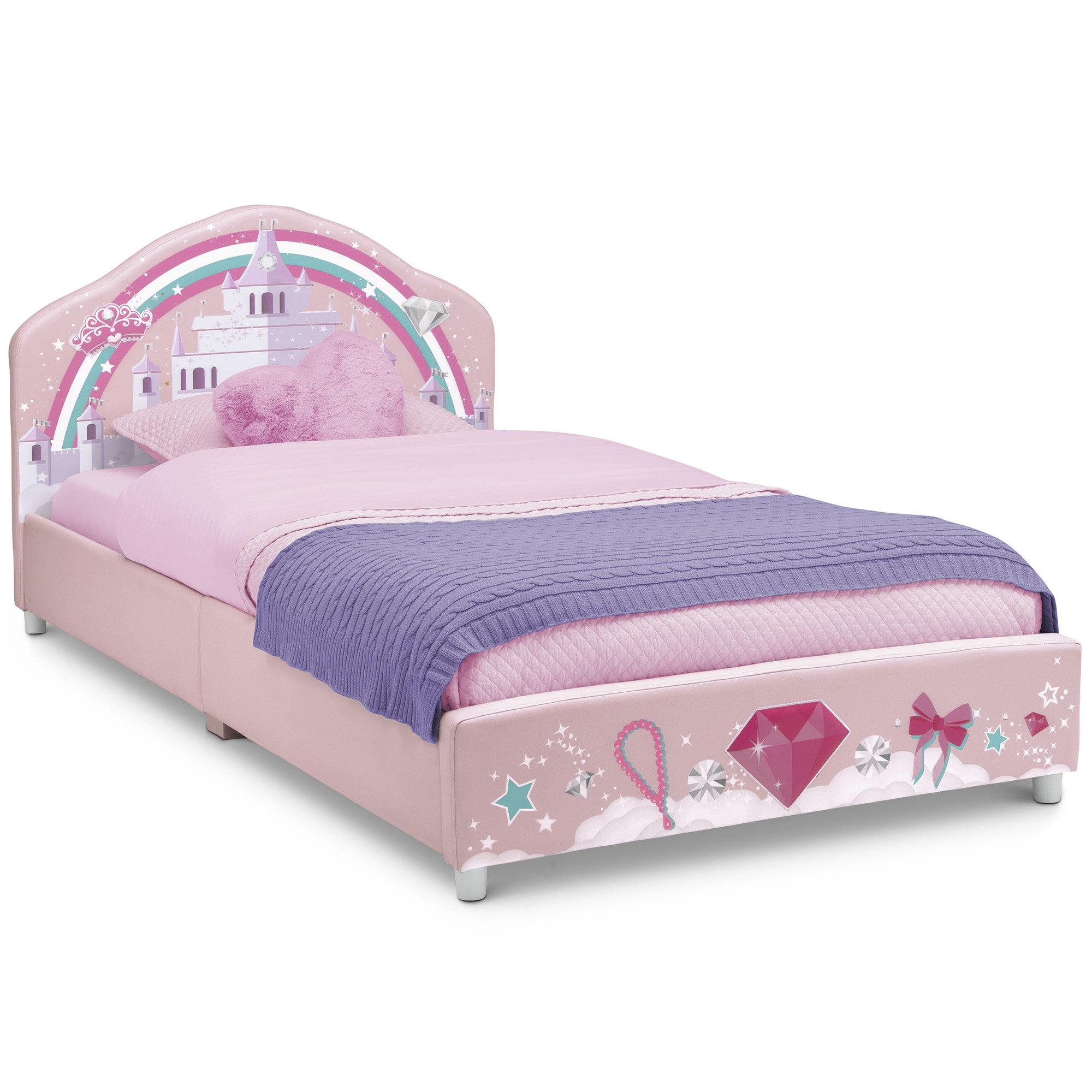 Delta Children Princess Upholstered Twin Bed, Pink & Reviews | Wayfair