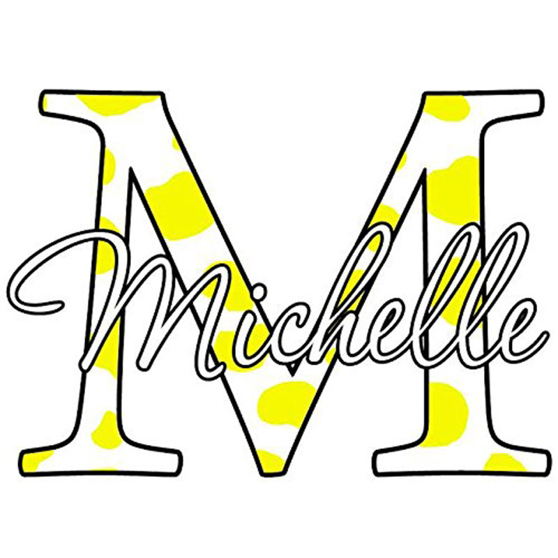 Décalcomanie murale nom imprimé monogramme, H 18 po x l 18 po x P 0,01 po, Jaune, Oui