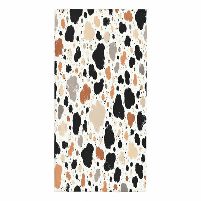 Serviette de plage à motif abstrait 1 pièce Dalmatian Spots, avec un motif moderne d'inspiration terrazzo avec des taches noires, blanches, beiges et rouillées. Microfibre à séchage rapide, parfaite pour les sorties, les journées à la piscine, les voyages, unisexe.