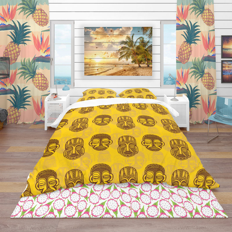 Ensemble de housse de couette tropical, Housse de couette double / grand + 2 taies