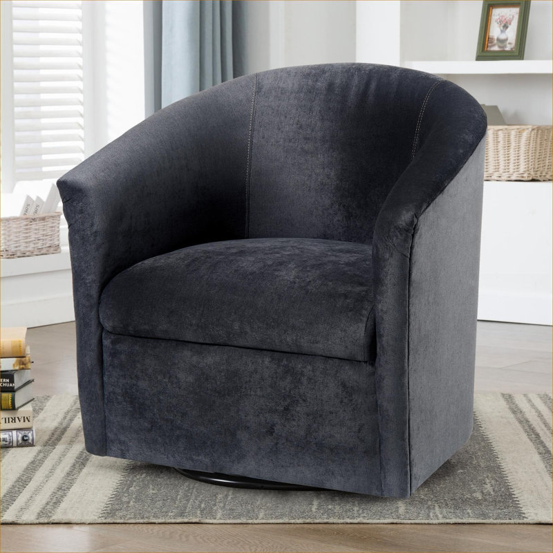 Fauteuil d'appoint pivotant à 360 degrés en polyester gris neutre pour sièges de chambre à coucher