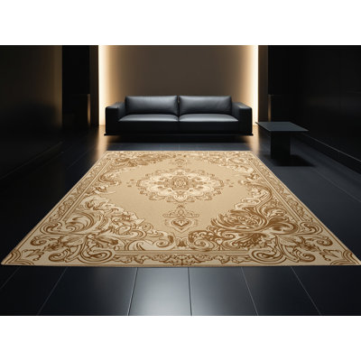 Tapis oriental traditionnel beige lavable à la machine Ottoline