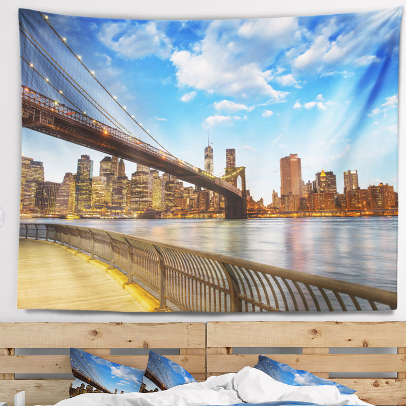 Tapisserie «Cityscape Calm Sky over Brooklyn Bridge», H 32 po x l 39 po