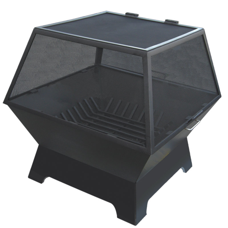 Tuule Square Steel Wood Burning Smokeless Fire Pit, 38" H x 26" W x 24" D