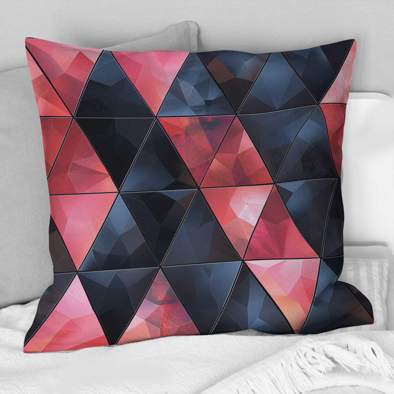 Coussin décoratif Triangle Glam - Glam, H 16 po x l 16 po, Noir / Rose