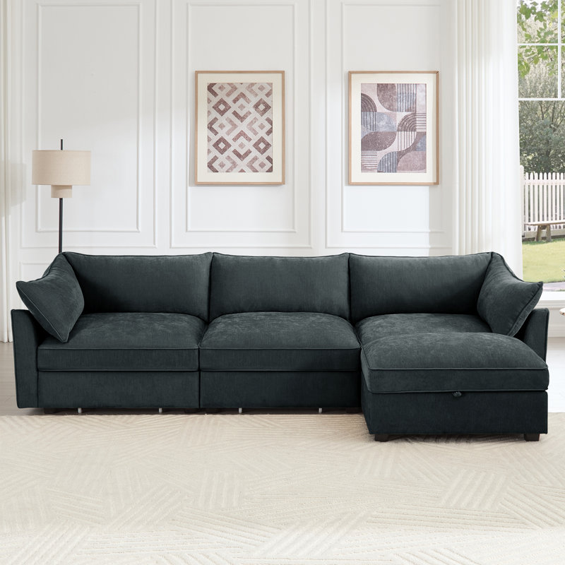 Canapé de salon moderne polyvalent en chenille avec rangement confortable