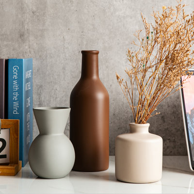 Set Ensemble de 3 vases en céramique (sans fleurs incluses) decor Décoration rustique de style campagnard, idéale pour la maison, le bureau ou comme cadeau de pendaison de crémaillère réfléchie