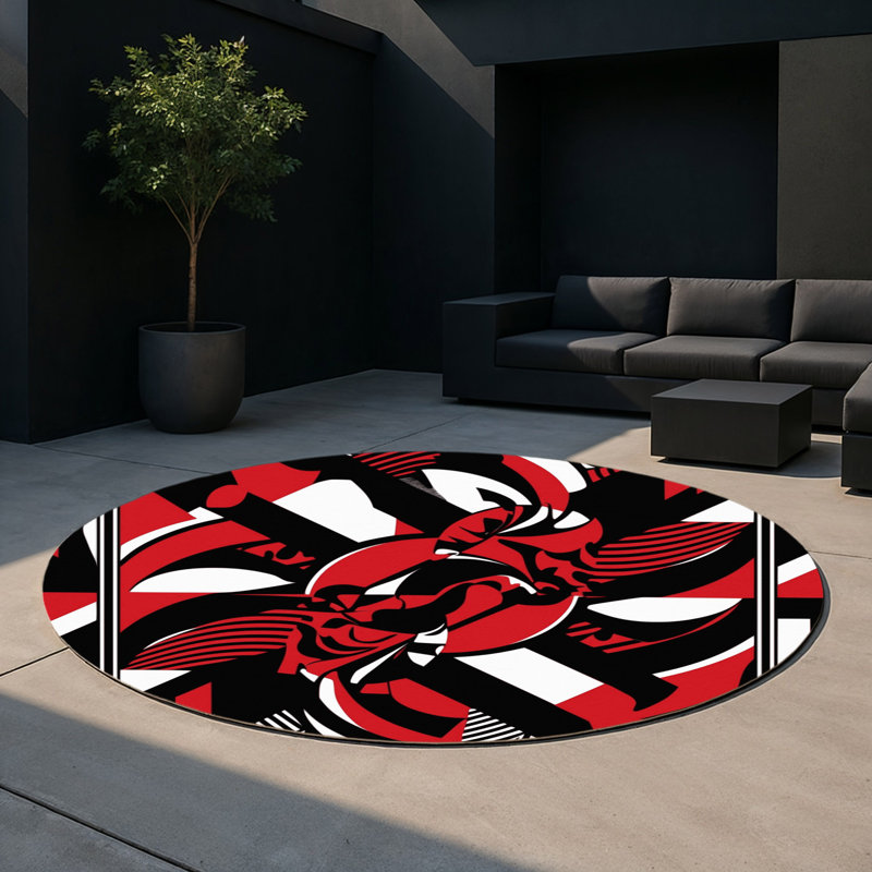 Vermillion Velocity Indoor And Outdoor Area Rug, Round 5'