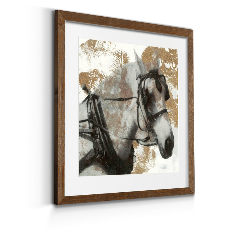 Driving Horses II-impression d’art graphique encadrées sur papier, Cadre en érable, H 27,5 po x l 27,5 po x P 1,5 po