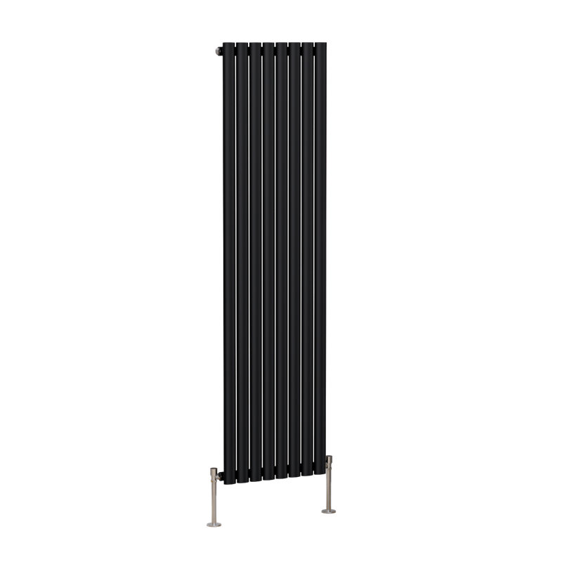 Shoshana Vertical Oval Panel Radiator, 1, Normal Black, 180cm H x 47.2cm W