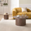 Ensemble de 2 tables gigognes rondes classiques en MDF brun pour le salon, style traditionnel