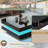White Square High Gloss Coffee Table With 360° Rotating Top With 16-Color LED Light Tea Table-786605658