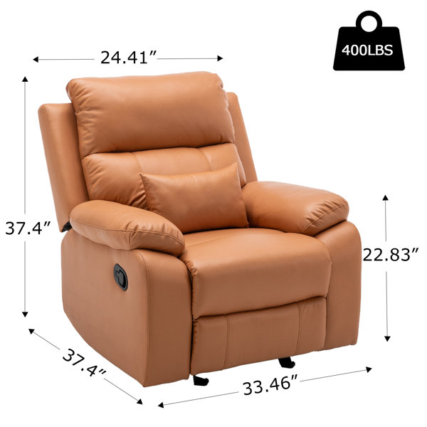 Guillem 38''W Oversize Recliner Faux Leather Manual Rocking Recliner with  Lumbar Support