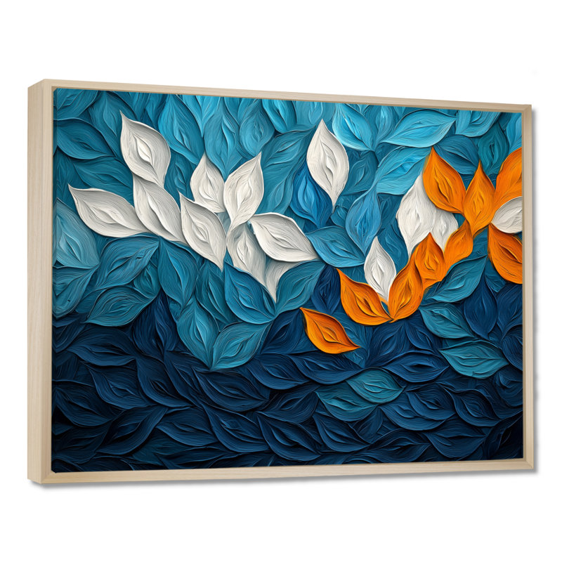 Olaitan - Floral Large Wall Art, H 30 po x l 40 po, Cadre flottant, Crème, crème