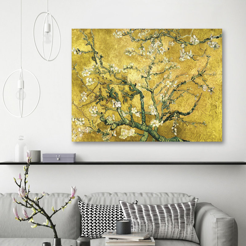 Almond Blossom Gold Variation by Vincent Van Gogh - Wrapped Canvas Print, 60cm H x 80cm W x 4cm D