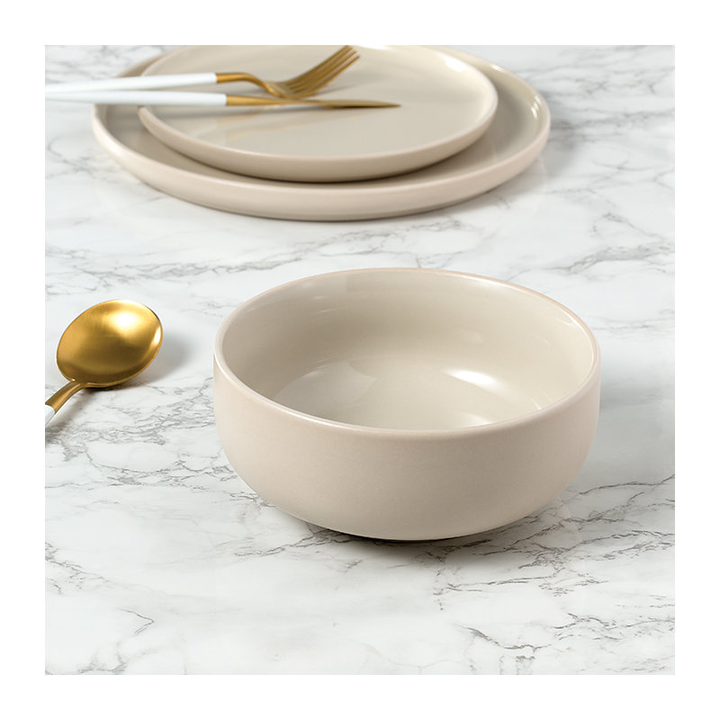 12pc 2tone (Matt & Shiny) Dinner Set, Cream/Beige