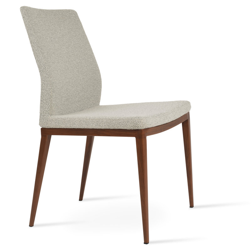 Pasha MW Side Chair, Gray Boucle, Walnut 