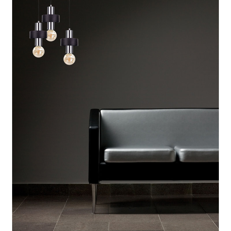Bernda 3 - Light Cylinder Pendant, Black/Silver