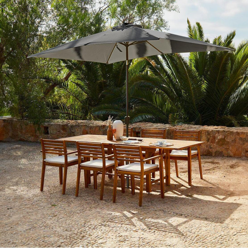 Sirmans 6 - Person Wood Patio Dining Set with Rectangular Table, Grey, Without Cushion