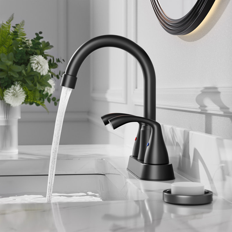 Robinet de salle de bain à 2 poignées avec drain NO, Noir mat