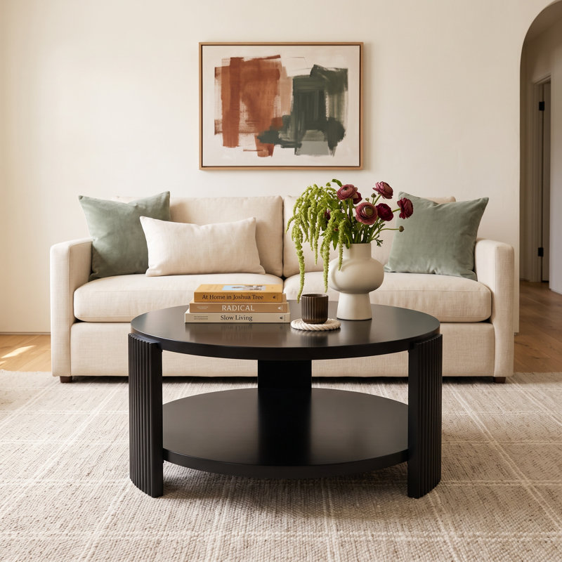 Liabella Round Wood Coffee Table, Black