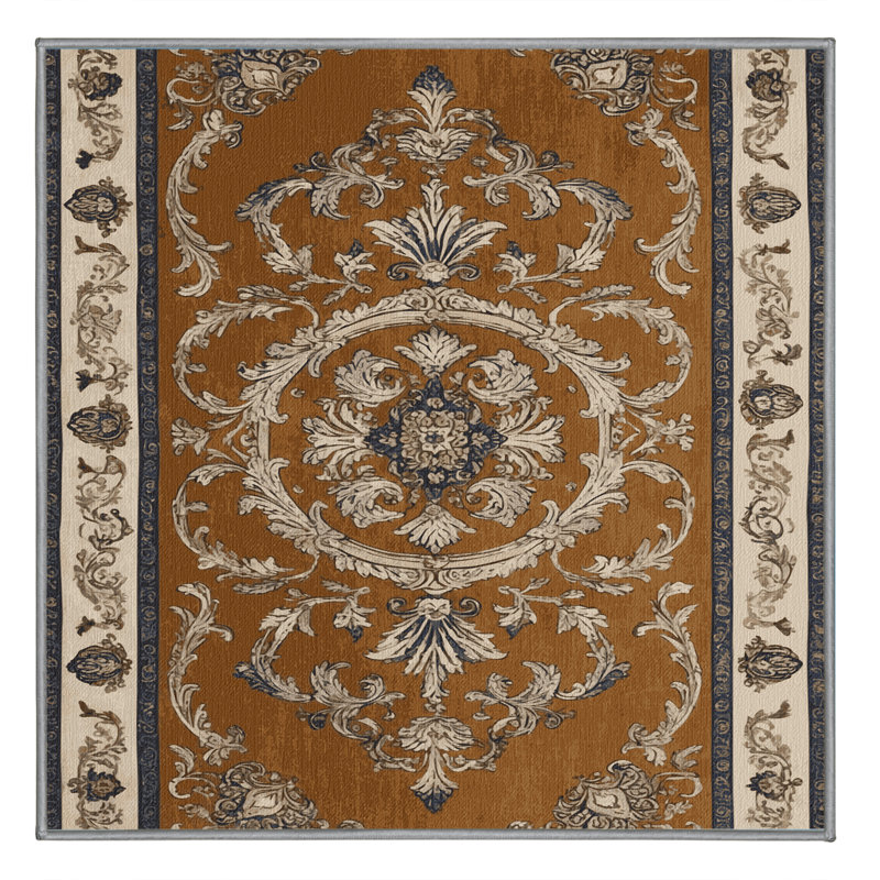 Tapis brun français lavable à la machine, Carré 4 pi