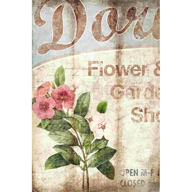 Fleur et jardin - reproduction sur toile tendue, H 18 po x l 12 po