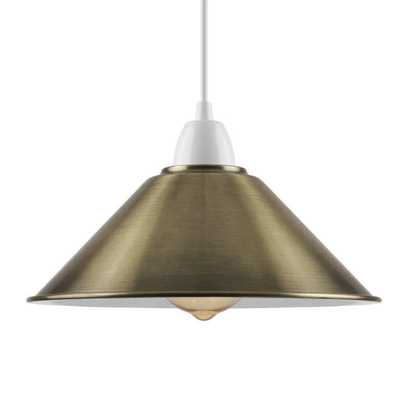 10cm H Metal Cone Lamp Shade, Green Brass