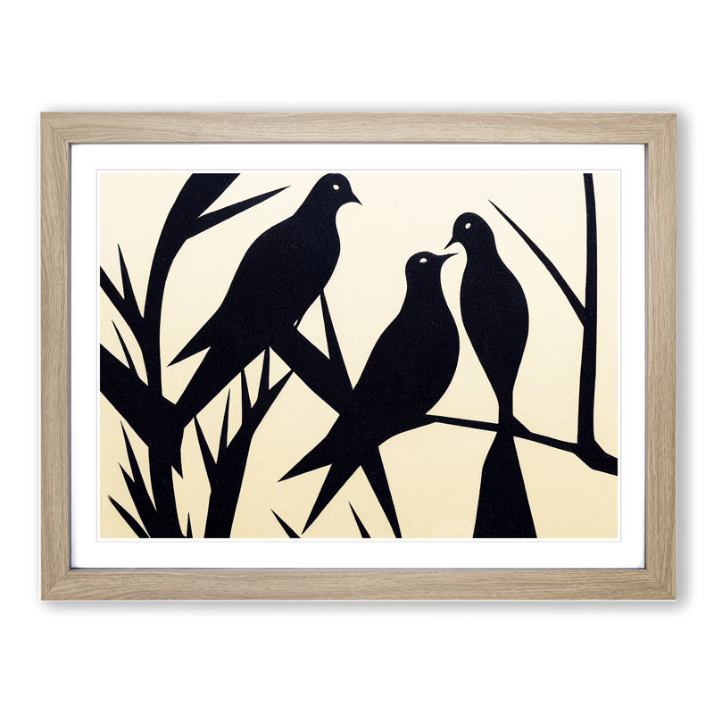 Spirited Dove Birds Abstract - Framed Print, Oak