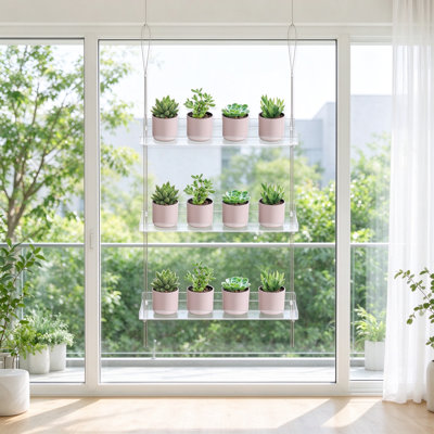 Acrylique fenêtre plante étagères suspendues plante d'intérieur murale support transparent fleur présentoir pour cuisine salon chambre moderne décor à la maison