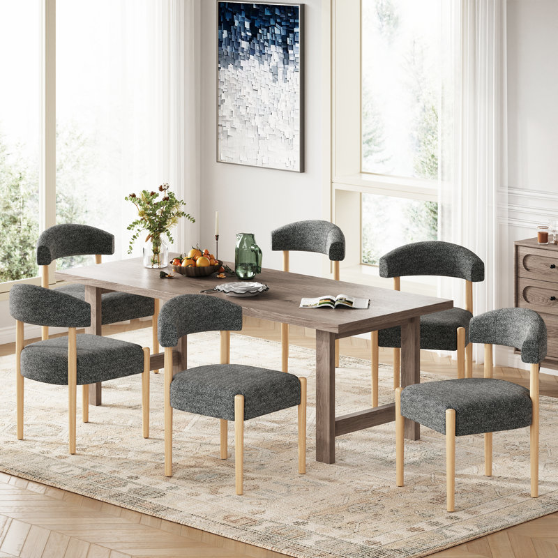 Ensemble de chaises de salle à manger rembourrées H 19,1 po (ensemble de 6), Gris foncé