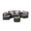 Ensemble de canapé modulaire d'extérieur demi-lune 7 pièces avec table basse ronde en verre trempé-1277903004