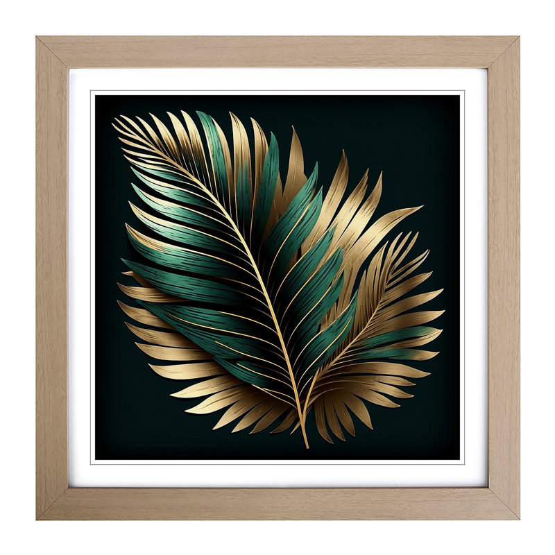Palm Leaf Ornamental No.1 - Framed Print, Oak