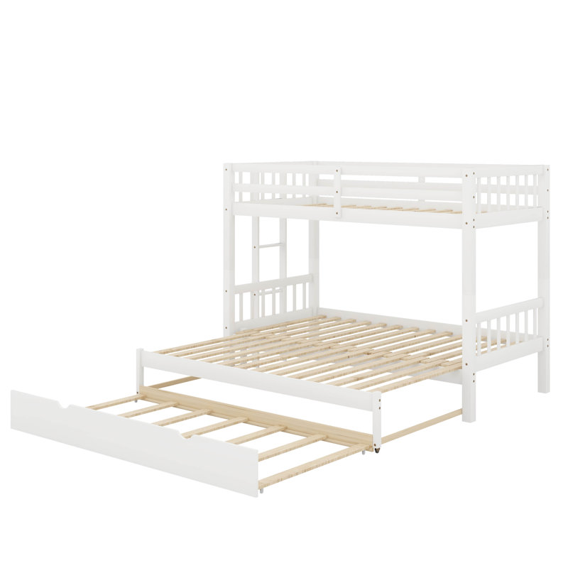 Twin Over Twin Pull-Out Bunk Bed With Trundle, White